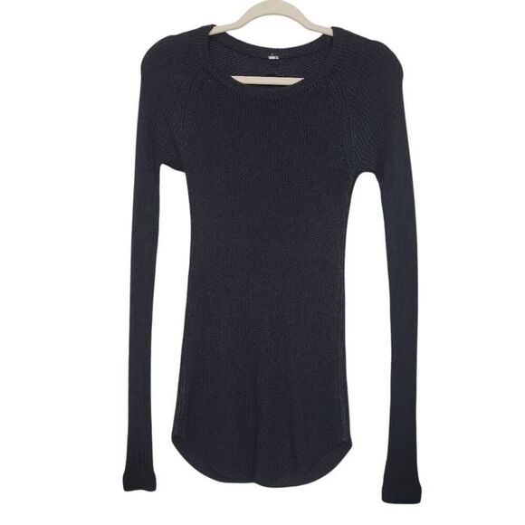 Lululemon Cabin Yogi Long Sleeve Tunic Sweater Sz 2 Black Knit Thumbholes Capsul - Picture 2 of 9